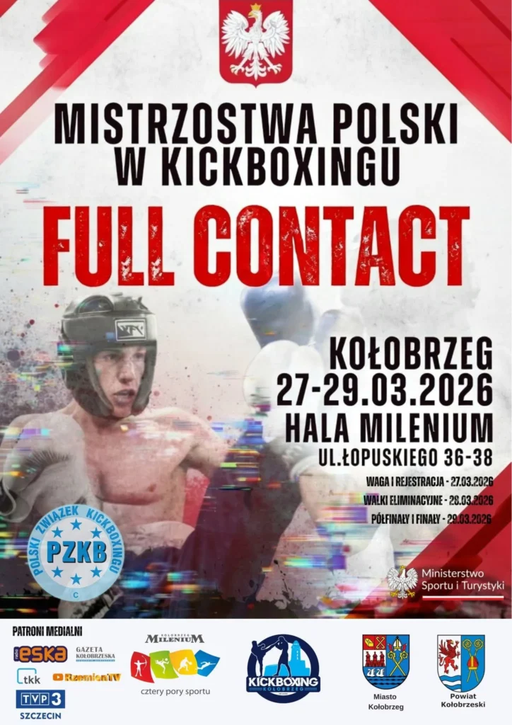 Plakat Mistrzostw Polski fullcontact 2026 Kołobrzeg